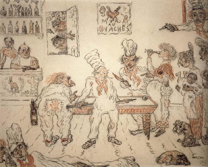 James Ensor Waiters and Cooks Playing Billiards,Emma Lambotte at the Billiard Table china oil painting image